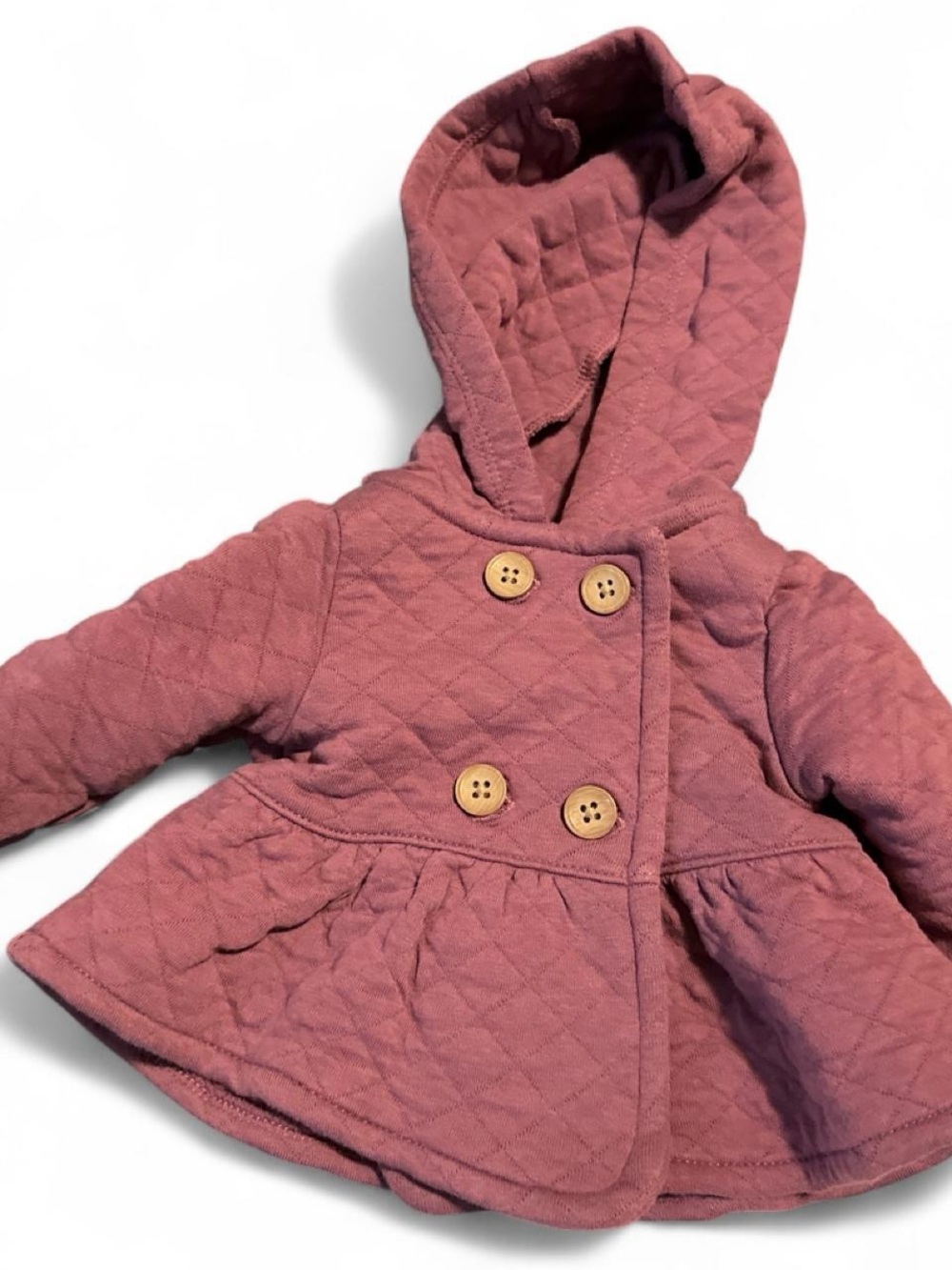 Newborn Baby Girl - Plum Hooded Jacket & navy Leggings